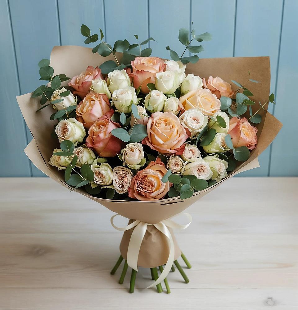 Букет цветов из: Альстромерии и Розы в Шлиссельбурге