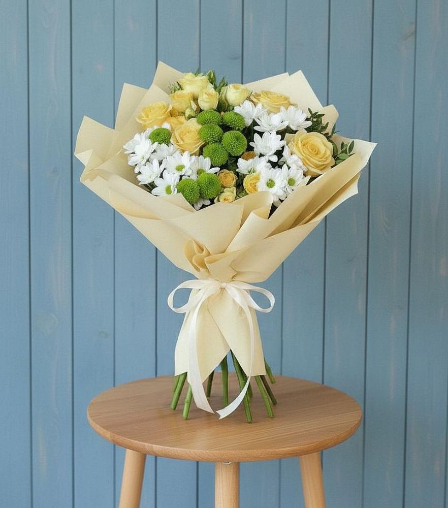 Букет цветов из: Хризантемы и Розы в Шлиссельбурге