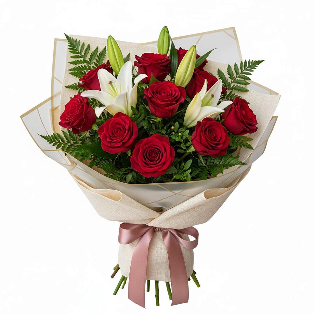 Букет цветов из: Лилии и Розы в Шлиссельбурге