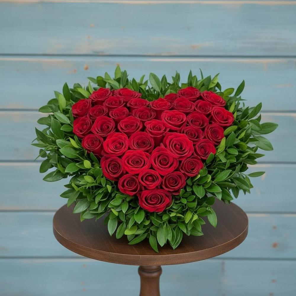 Цветочная композиция из Розы в виде сердца в Шлиссельбурге