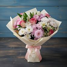 Букет цветов из:  Хризантемы, Альстромерии и Розы в Шлиссельбурге