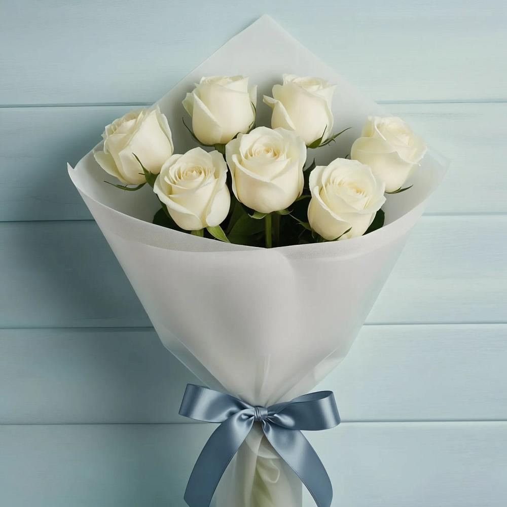 Букет 7 Белых роз Эдлесс Лав в Шлиссельбурге
